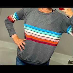 🍋Gray striped long sleeve tee🍋